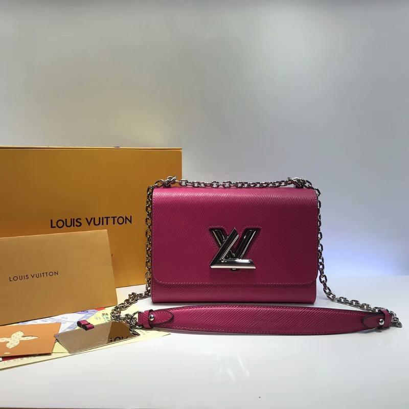 LV Handbags Clutches M41869 Water Wave Rose Red Silver Button